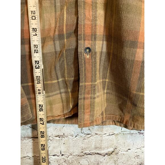 Prana Flannel Top Womens Small Light Brown Plaid Button Up Long Sleeve Shacket - Picture 8 of 12